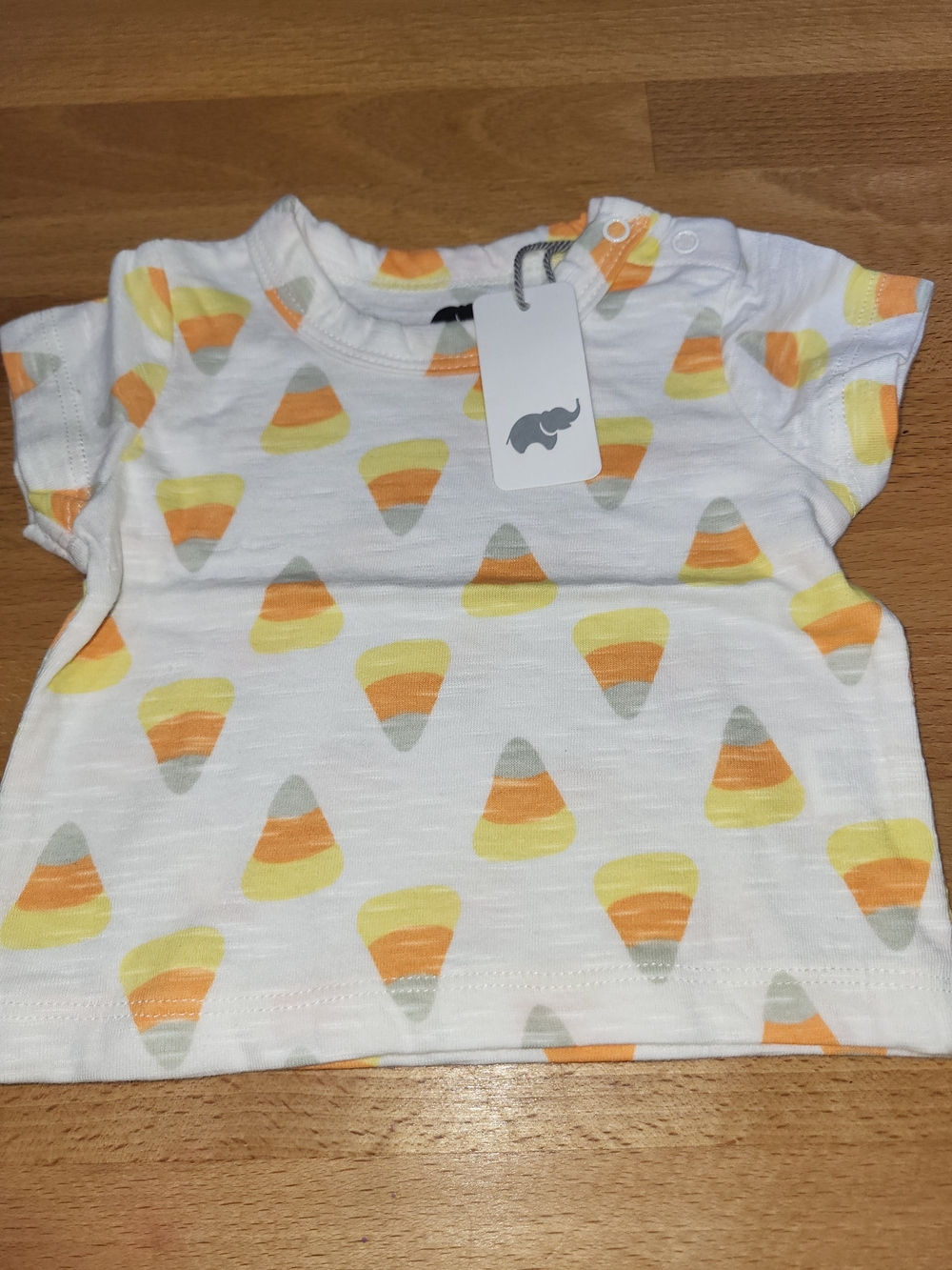 Baby Short Sleeve Candy Corn Print Tee - White/Yellow/Orange - Girls Boys